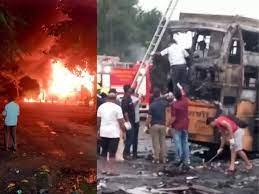 नागपुर से पुणे जा रही बस रास्ते में ही दुर्घटना का हुयी शिकार, 26 यात्रियों की मौत 