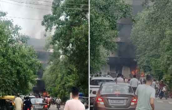 नोएडा सेक्टर-52 में बिल्डिंग में लगी भीषण आग, नीचे रेस्टोरेंट, ऊपर PG, दमकल की 2 गाड़ियां मौके पर