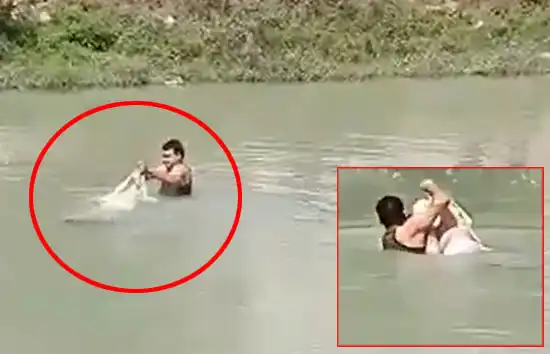 शामली : पानी में डूब रहे शख्स को कांस्टेबल ने अपनी जान पर खेल कर ऐसे बचाई जान