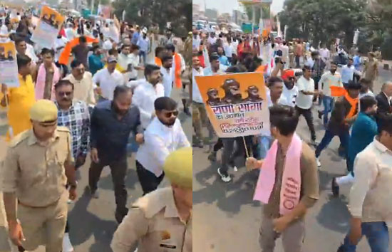 लखनऊ में सपा सांसद रामजी लाल सुमन के खिलाफ करणी सेना का प्रदर्शन...पुलिस फोर्स तैनात 