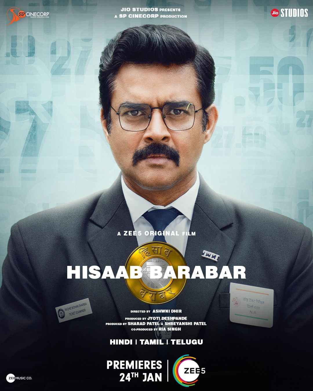 ZEE5 ओरिजिनल फिल्म 'हिसाब बराबर' जिसमें आर माधवन मुख्य भूमिका में हैं, अब हिंदी, तमिल और तेलुगु में स्ट्रीम की जा रही है