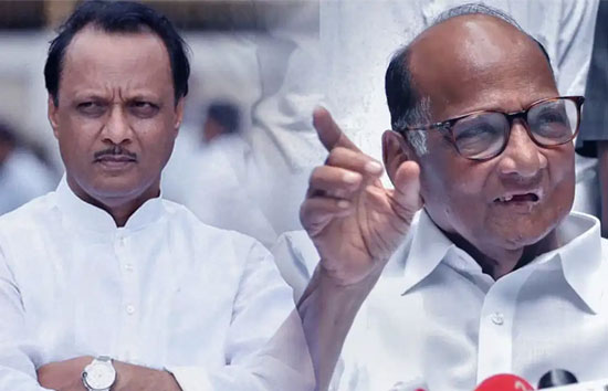 पार्टी से बगावत के बाद पहली बार चाचा शरद पवार से उनके घर मिलने पहुंचे अजित पवार  