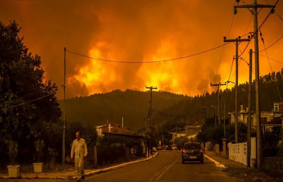 यूनान के लेस्बोस द्वीप और उत्तर-पूर्व स्थित ददिया-लेफ्किमी-सूफली में आग हुई विकराल