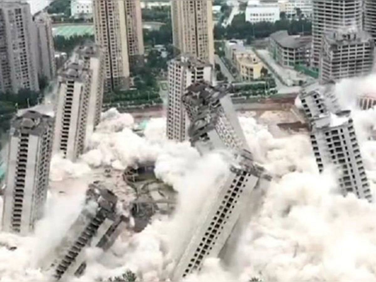 चीन में 4.6 विस्फोटक के साथ 15 इमारतों को उड़ाया गया, 45 सेकेंड का वीडियो दहल जाएगा दिल