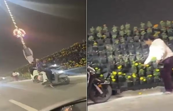 कैसे-कैसे लोग हैं...प्रधानमंत्री मोदी का कार्यक्रम समाप्त होते ही गमलों की मची गई लूट