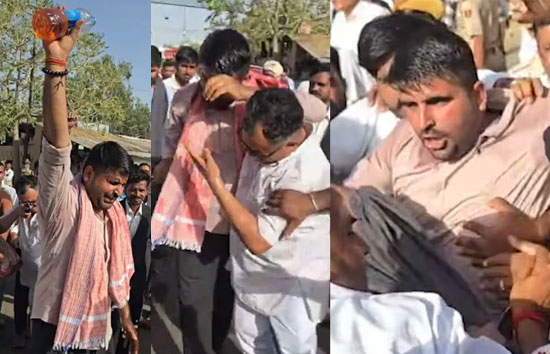 पेट्रोल डालकर विधायक रविंद्र सिंह भाटी ने की आत्मदाह की कोशिश, काफिला रोके जाने पर हुआ बवाल